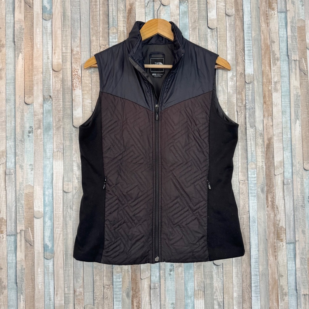 The North Face HN24 Mountain Vest Black Brown Quilted Full Zip Outdoors Womens L